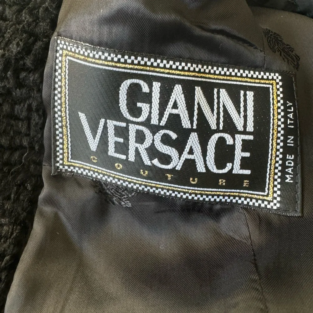 Gianni Versace 1973 Herringbone Wool Double Breasted Peacoat - Picture 7 of 12